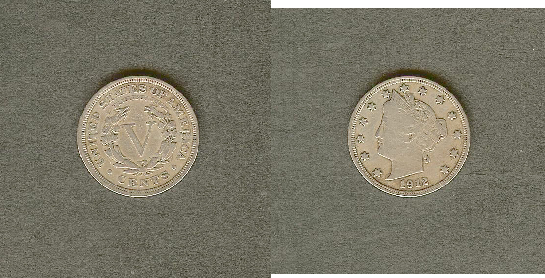 ETATS-UNIS 5 Cents ou nickel 1912  TB+